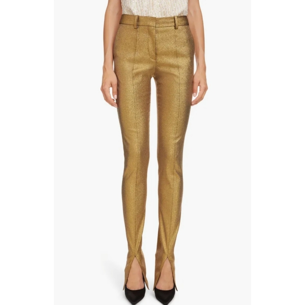 Victoria Beckham | Metallic Slit-cuff Tuxedo Trousers in Gold Size 2